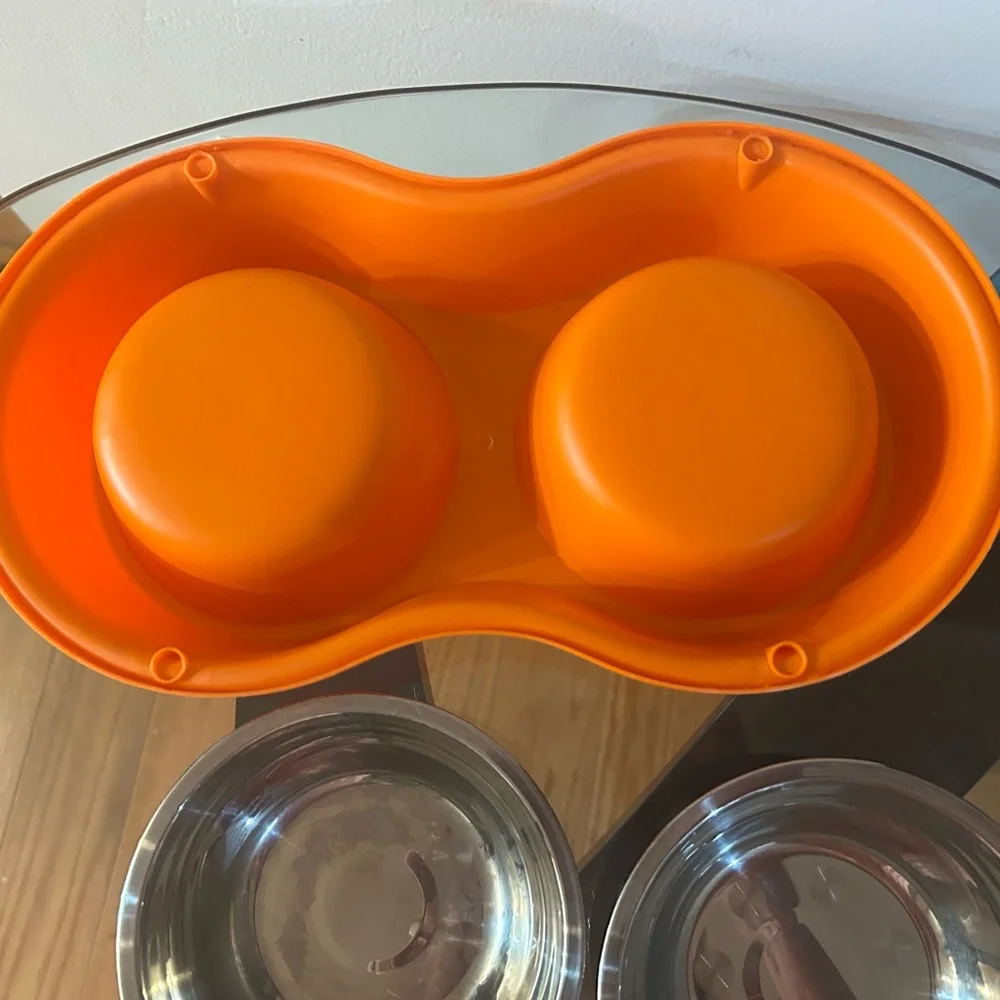 Orange Double Pet Bowl